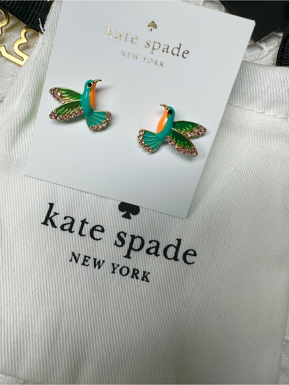 kate spade Green & Orange Hummingbird Earrings
